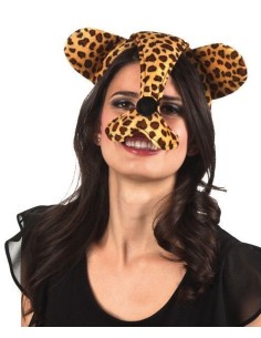 Leoparden-Stirnband mit Schnauze - von hoher Qualität, ideal für Karneval, Themenpartys und besondere Veranstaltungen.